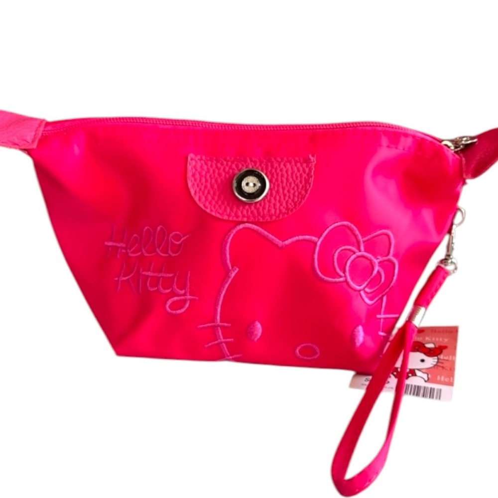 Sanrio Hello Kitty Wristlet/Cosmetic Bag Vibrant Pink- NWT
